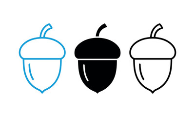 Simple acorn icon with three different styles © candysartistry