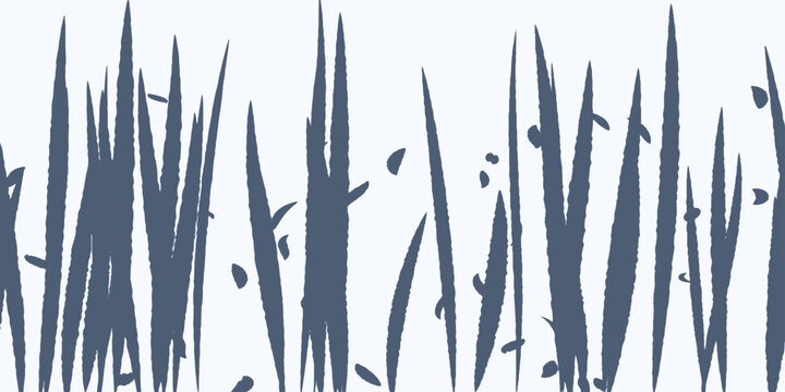 Navy Blue Grass Blades Vector Background