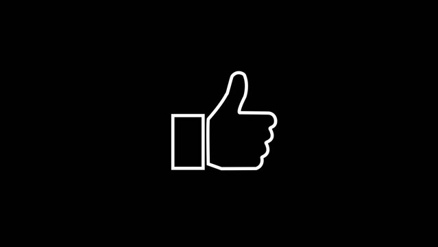 Outline Thumbs Up Like Icon on Black Background