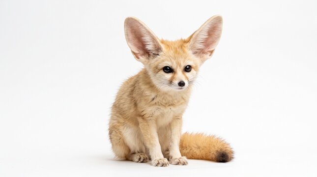 animal wildlife mammal desert canine cute adorable pet exotic furry small little tiny young baby pup kit ears big ears large ears tan cream brown gold golden isolated studio clean