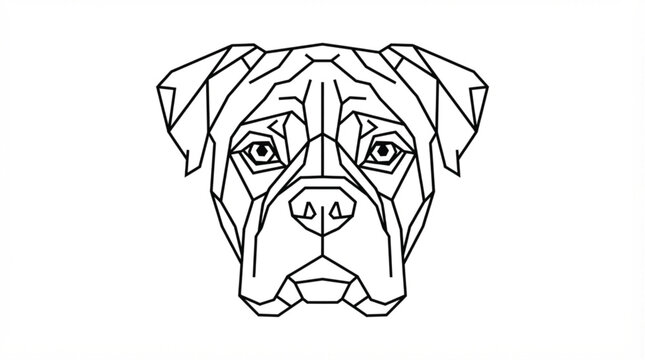  Minimalist geometric line drawing of a boxer dog head logo vector