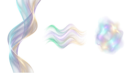 Fototapeta premium Three Luminous Aurora Effects Floating on a White Background
