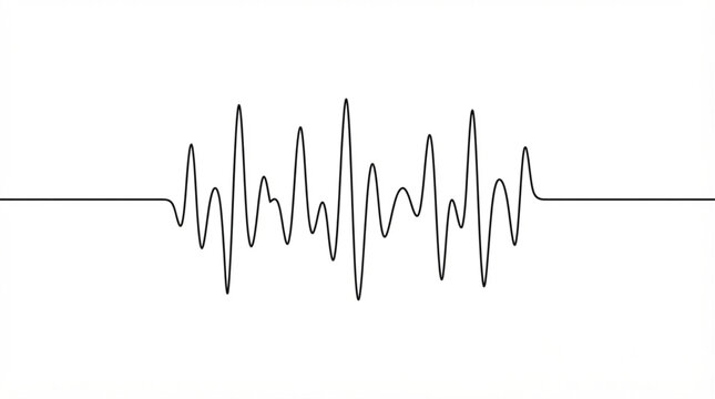 Continuous line art vector of a musical soundwave audio frequency signal line