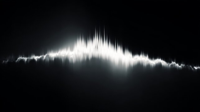 Luminous Sound Wave Visualization with Bright Peaks on Black Background