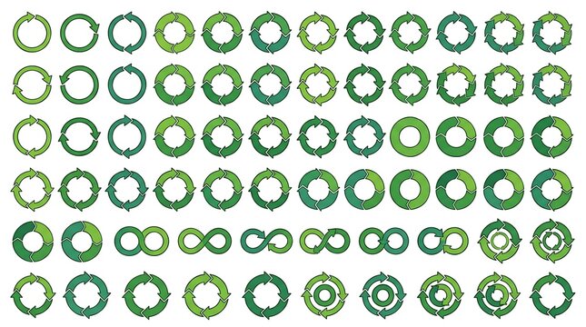 Green circular arrow process infographics and diagrams with circular infographic rotation template business sequence strategy management presentation structure planning visualization