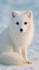 Naklejka premium Arctic fox in snowy habitat.