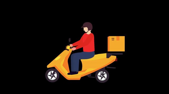 food delivery rider scooter online order alpha channel animation