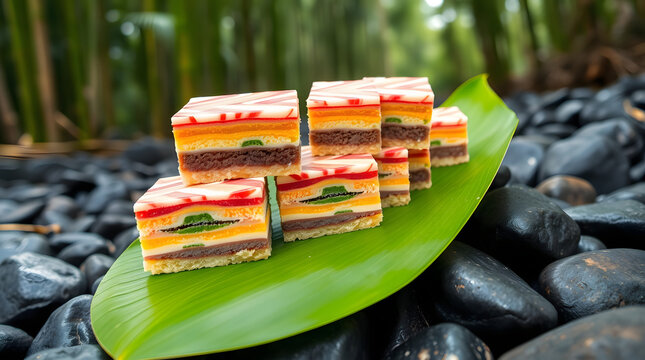 Delicious Healthy Organic Pastry Presentation Near Bamboo Garden Background