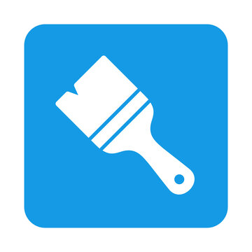 Logo servicio t&eacute;cnico. Icono con dibujo sencillo con la silueta de una brocha de pintor en un cuadrado azul. Archivo PNG con transparencia