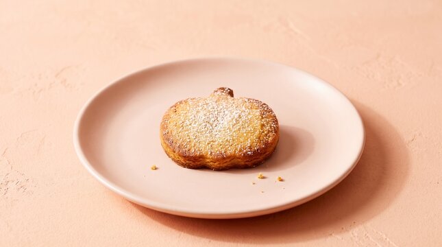 Delicious pumpkin-shaped cookie on a plate