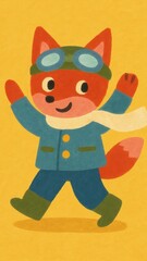 Naklejka premium Cheerful fox in winter attire