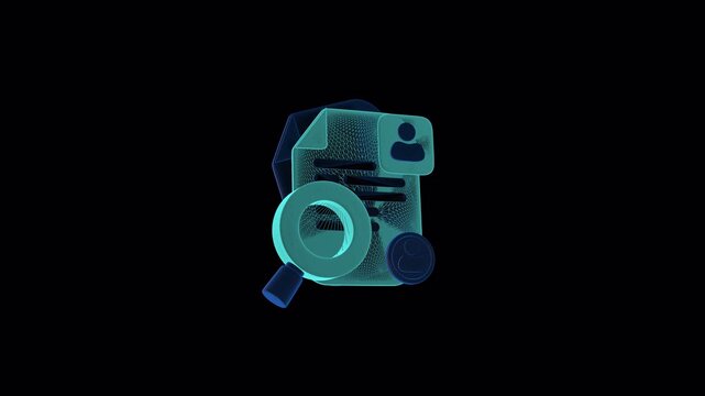 3D Resume Search Icon with Magnifying Glass and Profile Document for Job Recruitment Concept