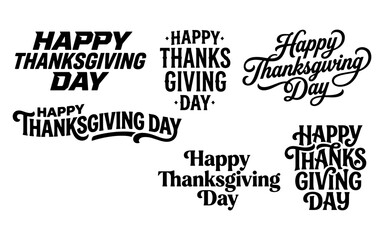 Obraz premium Collection of various thanksgiving day typography logo designs with thanksgiving typography lettering