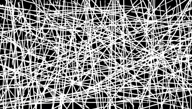 Abstract White Scratch Lines On Black Background With Randomly Spattered Arrangement