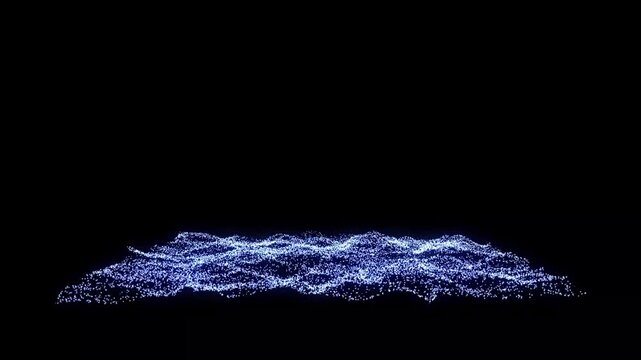 Abstract glowing blue particle wave animation on black background. particles motion technology data light magic line dust, 2D glitter star sparkle animation, cartoon glitter bokeh light video