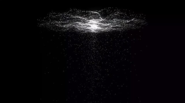 2D glitter star cartoon doodle light energy, Abstract motion graphics of glowing white particles vortex galaxy on black background, spiral energy space starfield swirl spiral energy. 4k animation