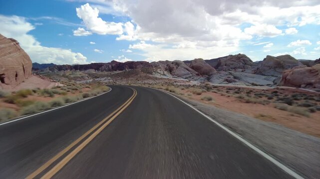 Driving Plate Nevada Desert Valley of Fire Mouse's Tank Rd Southbound Front View 05 USA
