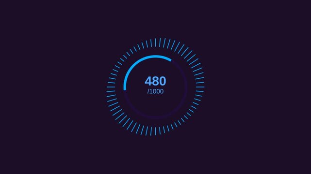 Animated circular loading progress bar with digital numerical indicator on dark background.
