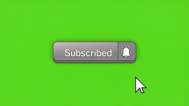 Animated subscribe button transitions with cursor clicks on green screen background