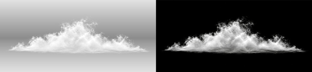 Fototapeta premium Glow white mist cloud with soft ground light, on transparent background