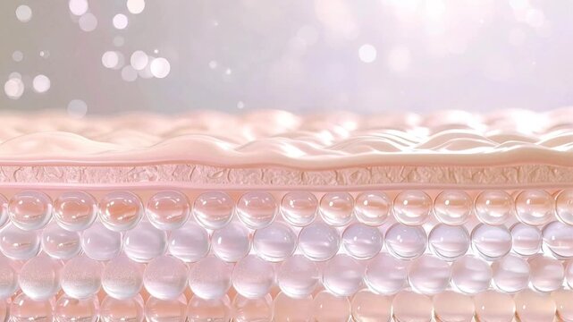 肌のメラニン色素が減少し、色素沈着が改善していくイメージの3DCGアニメーション　断面、スキンケア