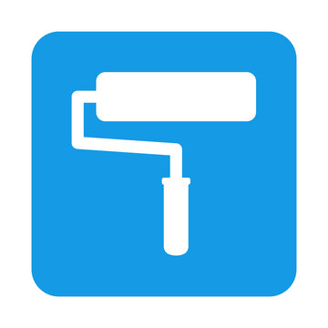Logo servicio t&eacute;cnico. Icono con dibujo sencillo con la silueta de una brocha de pintor en un cuadrado azul. Archivo PNG con transparencia