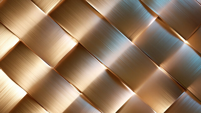 Modern Abstract Woven Metallic Texture with Golden Glow