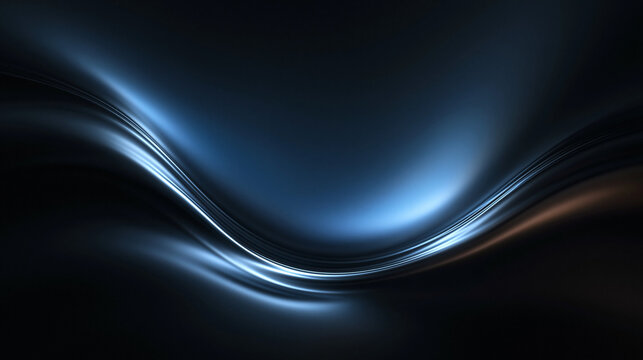 Abstract Dark Blue Wave Background with Sleek Metallic Glow