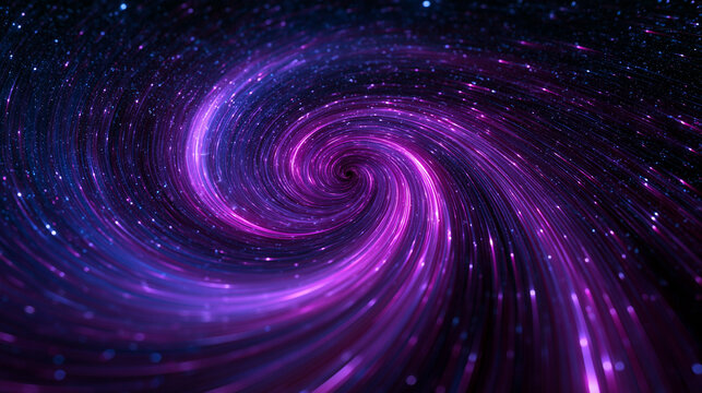 Glowing Purple Vortex Galaxy and Swirling Cosmic Energy Portal