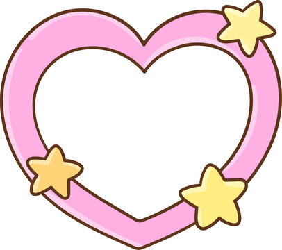 Cute Kawaii Heart Frame With Stars Pastel Y2K Frame For Classroom Decoration