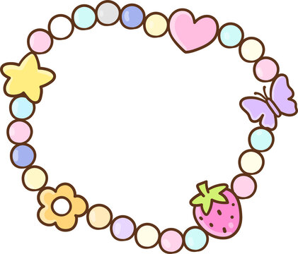 Cute Pastel Beaded Bracelet Illustration Pastel Y2K Frame For Classroom Decoration