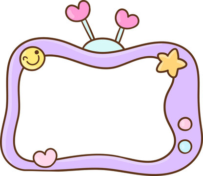 Cute Pastel Kawaii Style TV Photo Frame Pastel Y2K Frame For Classroom Decoration