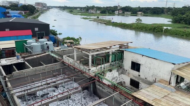 Industrial Effluent Treatment Plant Processing Wastewater at Textile Factory