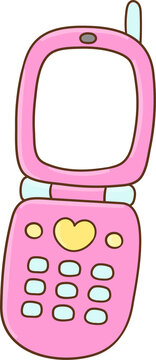 Cute Pink Flip Phone Illustration Pastel Y2K Frame For Classroom Decoration