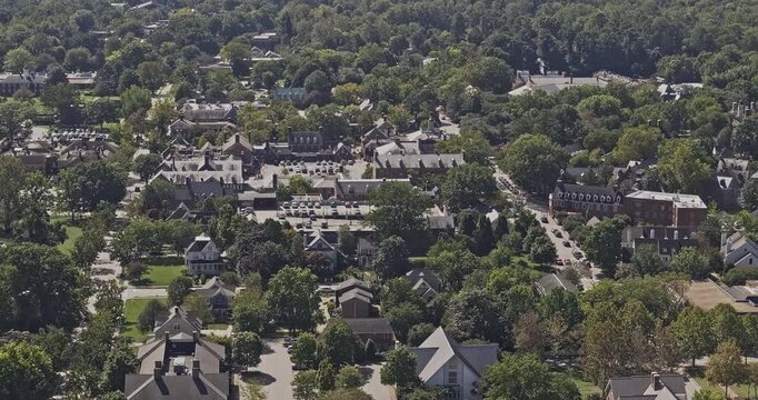 Williamsburg Virginia Aerial v5 zoomed 3x birdseye flyover around the historic town center and surrounding neighborhoods - Shot with Mavic 3 Pro Cine - Sept 30th 2023