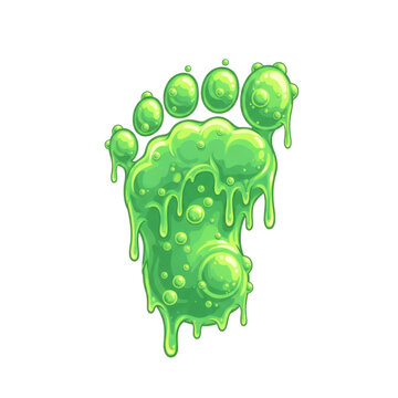 Green Slimy Monster Footprint Made of Dripping Goo
