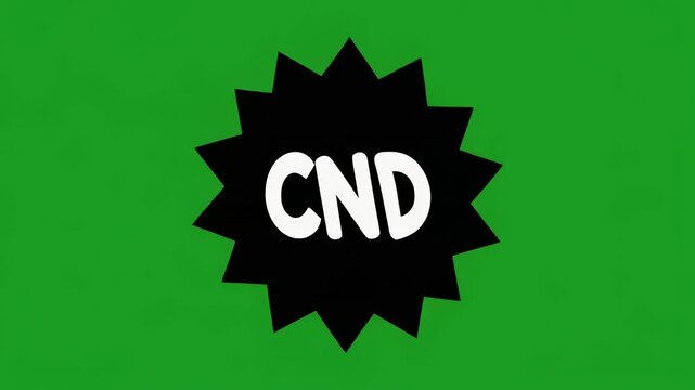Corporate initials CMD CND CFO EMD on starbursts against green and black striped background motion graphics