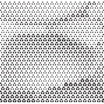 Abstract halftone pattern with geometric triangle shapes and gradient dot texture background