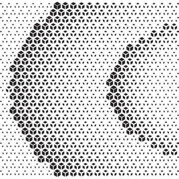 Abstract halftone pattern with geometric triangle shapes and gradient dot effect background