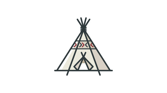 Minimalist teepee tent icon with patterns.