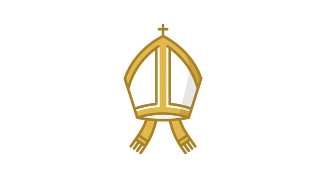 Catholic bishop miter hat religious icon.
