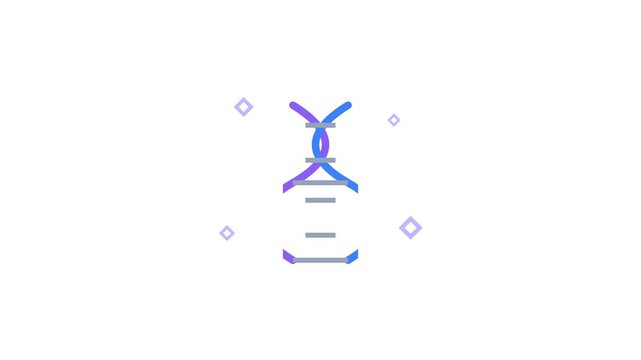 Abstract Gradient DNA Helix Animation Loop on White Background.