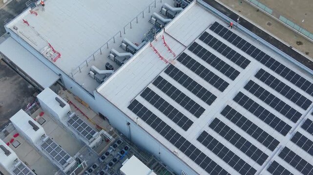 Top-down drone image of a next-generation computing facility under construction in Siziano, Italy, representing the growth of AI, cloud computing and enterprise digital infrastructure.