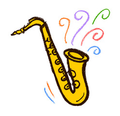 Saxophone Crayon Chalk Drawing PNG Transparent