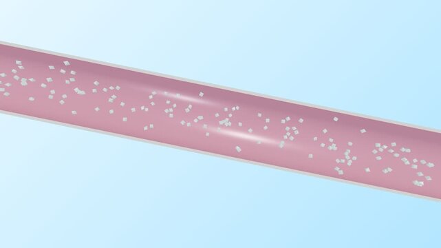 Pink Liquid Tube with Floating Bubbles Abstract Motion Background.