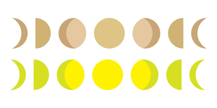 Golden Moon Phases Lunar Cycle Minimal Vector Icon Set