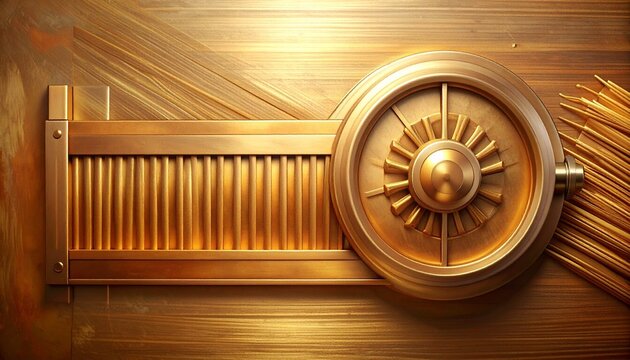 Vintage Brass Bank Vault Door with Combination Dial.