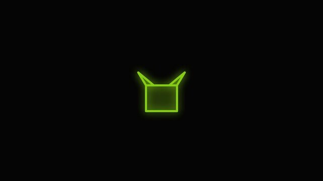 Neon Green Minimalist Geometric Shape Animation on Black Background.