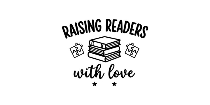 Raising readers with love, open book, hands and stars silhouette reading