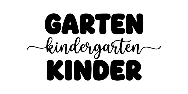 Silhouette typography of kindergarten garden and children